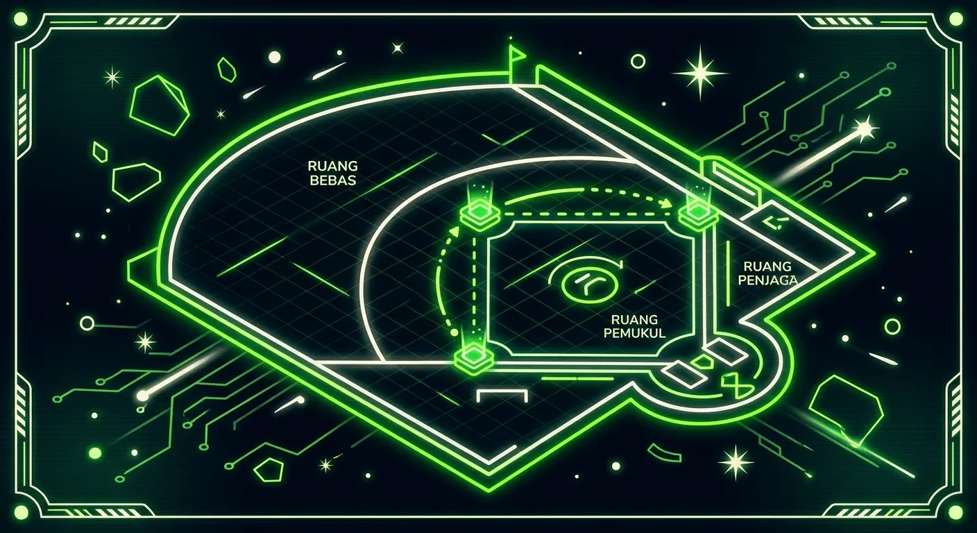 Denah dan struktur visual lapangan bola kasti untuk pemain